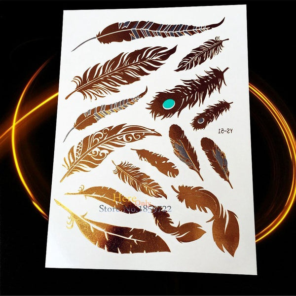 1PC Gold Silver Tattoo India Sun Moon Stars Waterproof Temporary Tattoo Sticker HCT126 Black Chain Bracelet Design Flash Tattoos