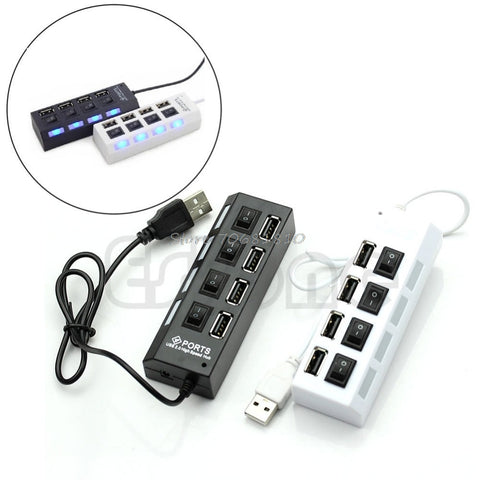 External Multi Hub Expansion 4 Ports USB 2.0 On/Off Switch LED 480 Mbps Splitter -R179 Drop Shipping