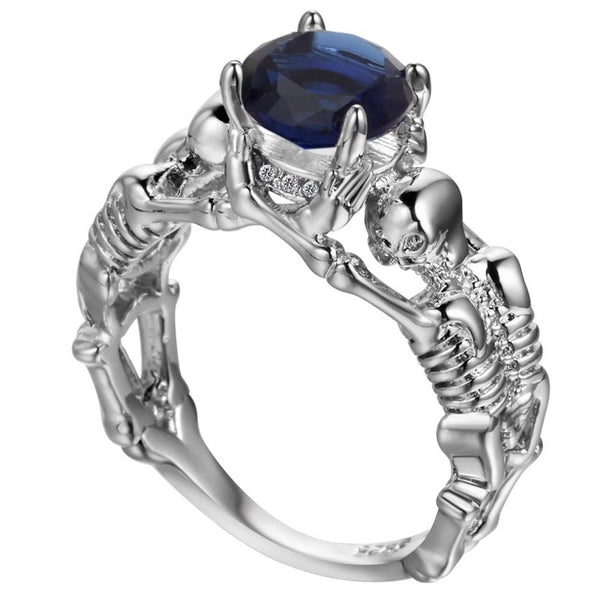 UFOORO Ghost evil Skull skeleton Hand CZ Ring European and American Punk style Motor Biker Men Ring 2017 new skull men's jewelry