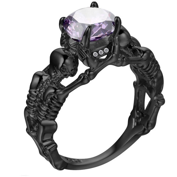 UFOORO Ghost evil Skull skeleton Hand CZ Ring European and American Punk style Motor Biker Men Ring 2017 new skull men's jewelry