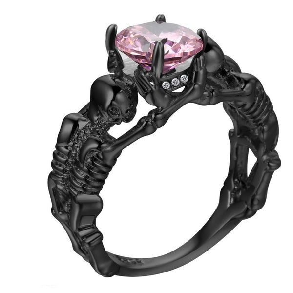 UFOORO Ghost evil Skull skeleton Hand CZ Ring European and American Punk style Motor Biker Men Ring 2017 new skull men's jewelry