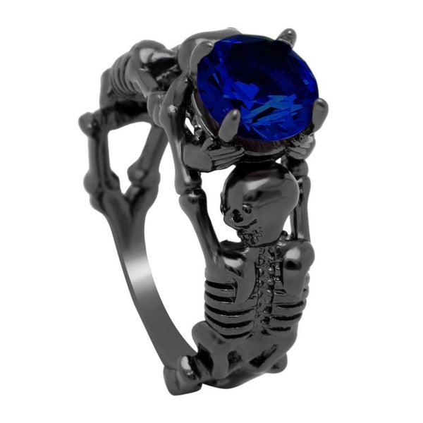 UFOORO Ghost evil Skull skeleton Hand CZ Ring European and American Punk style Motor Biker Men Ring 2017 new skull men's jewelry