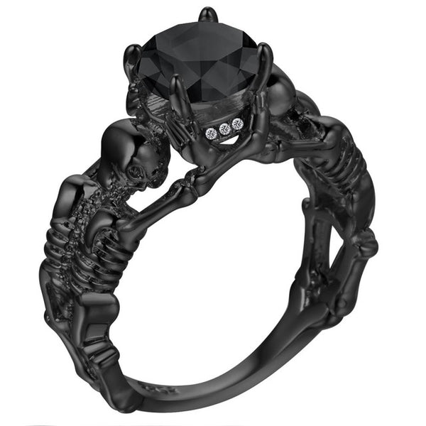 UFOORO Ghost evil Skull skeleton Hand CZ Ring European and American Punk style Motor Biker Men Ring 2017 new skull men's jewelry