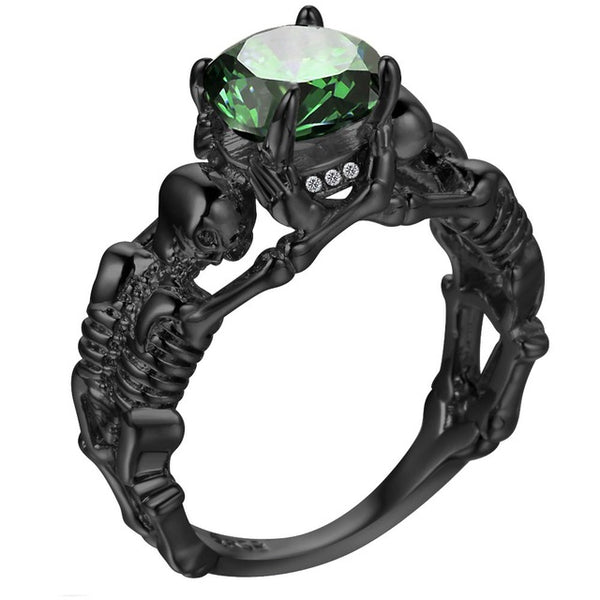 UFOORO Ghost evil Skull skeleton Hand CZ Ring European and American Punk style Motor Biker Men Ring 2017 new skull men's jewelry