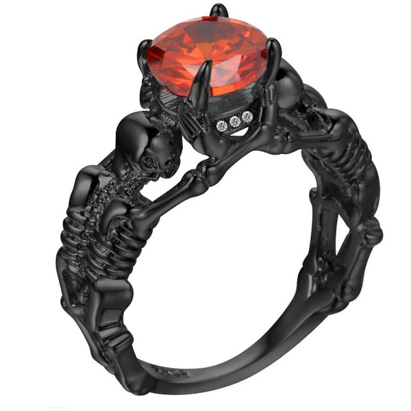 UFOORO Ghost evil Skull skeleton Hand CZ Ring European and American Punk style Motor Biker Men Ring 2017 new skull men's jewelry