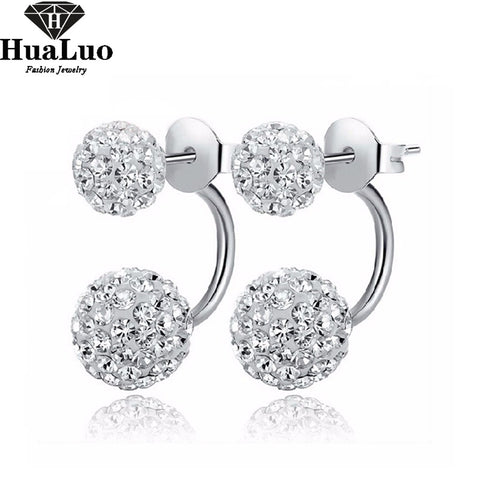 High Quality Double Side Earrings,Fashion Crystal Disco Ball Shamballa Stud Earrings For Fashion Women Party Jewelry Wholesale