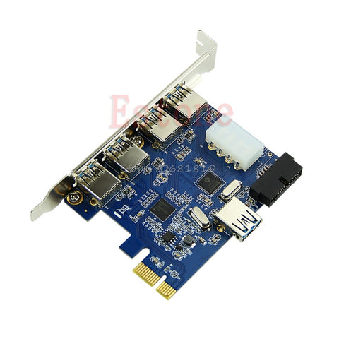 5 Ports PCI-E PCI Express Card to USB 3.0+19 Pin Connector 4 Pin Adapter For Win7/8 -R179 Drop Shipping