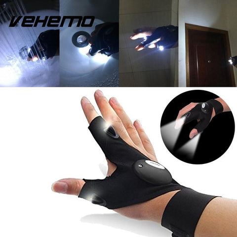 Nighttime Car&motorcycle repair tools Magic Strap Fingerless Glove LED Flashlight Torch Cover Survival Rescue Tool