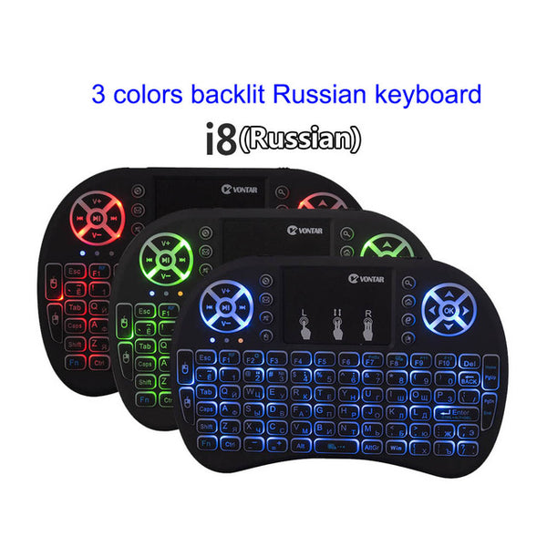 Original Backlight i8 English Russian Spanish 2.4GHz Wireless Keyboard Air Mouse Touchpad Backlit for Android TV BOX Mini PC