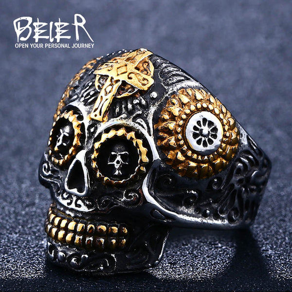 Beier 316L Stainless Steel ring skull biker men Ring hot sale Man's fashion jewelry LLBR8-327R