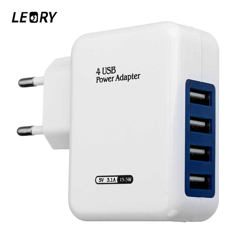 LEORY 4 Port Micro USB Power Charger Adapter HUB EU US Plug For Samsung For iPhone For Xiaomi Android