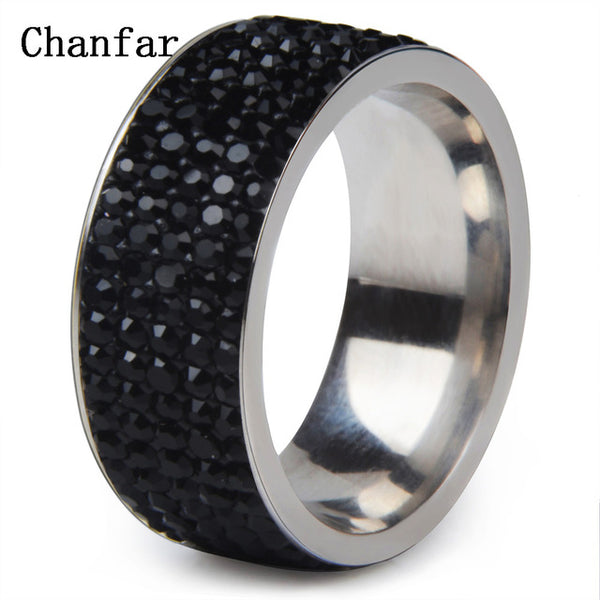 5 Rows Crystal Stainless Steel Ring Women for  Elegant Full Finger Love Wedding Rings Jewelry