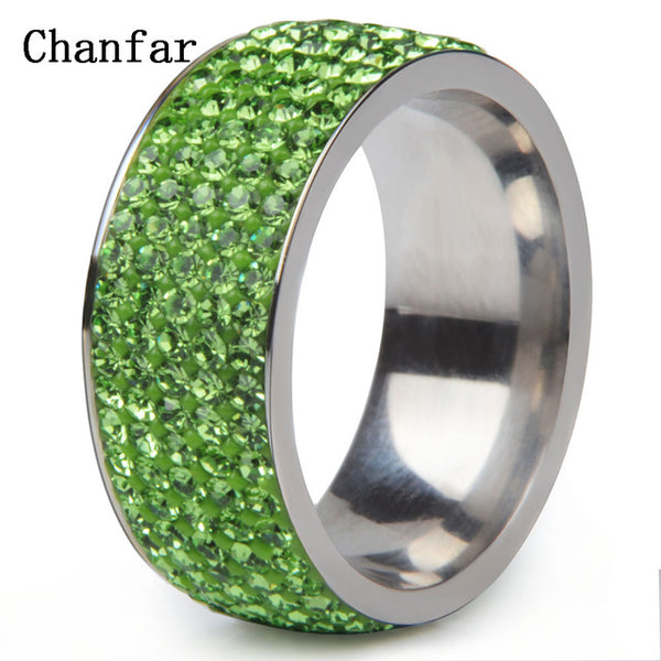 5 Rows Crystal Stainless Steel Ring Women for  Elegant Full Finger Love Wedding Rings Jewelry