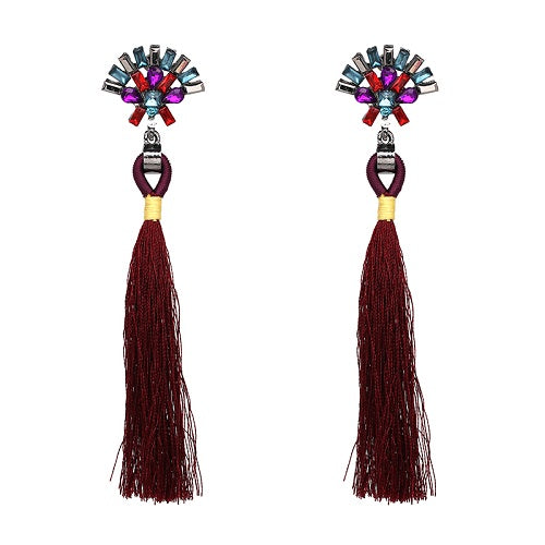 JUJIA 2017 trendy statement fashion earrings rope tassel stud MULTICOLOURED POMPOM EARRINGS women jewelry Fringing earrings