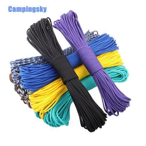 CAMPINGSKY 136colors Paracord 550 Parachute Cord Lanyard Rope Mil Spec Type III 7Strand 100FT ClimbingCamping survival equipment