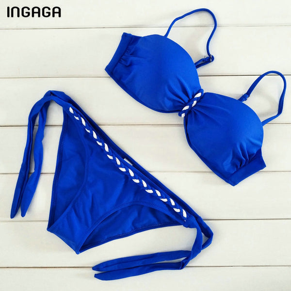 INGAGA Sexy 2017 Bikini Set Push Up Swimwear Women Strap Bandage Swimsuit Bathing Suits Summer Beach Bathing Suits XXXL