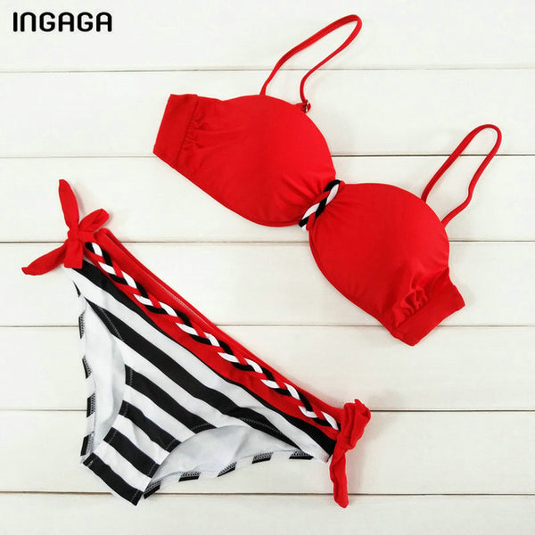 INGAGA Sexy 2017 Bikini Set Push Up Swimwear Women Strap Bandage Swimsuit Bathing Suits Summer Beach Bathing Suits XXXL