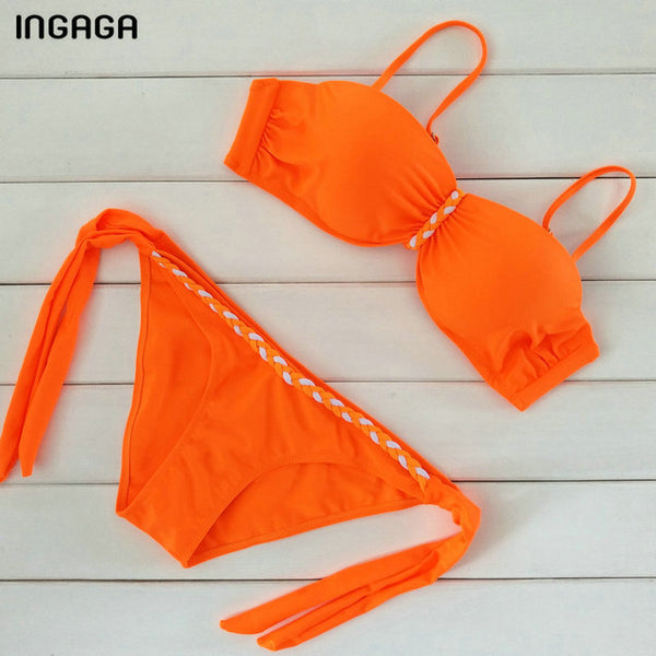 INGAGA Sexy 2017 Bikini Set Push Up Swimwear Women Strap Bandage Swimsuit Bathing Suits Summer Beach Bathing Suits XXXL