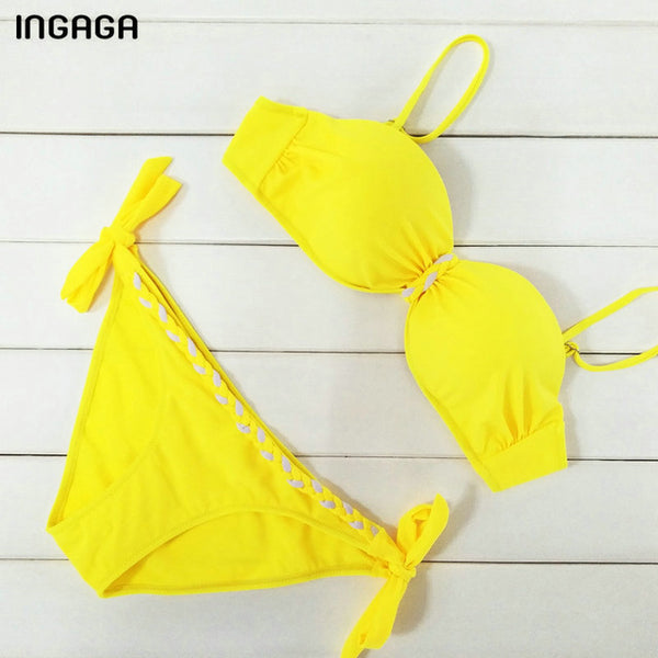 INGAGA Sexy 2017 Bikini Set Push Up Swimwear Women Strap Bandage Swimsuit Bathing Suits Summer Beach Bathing Suits XXXL