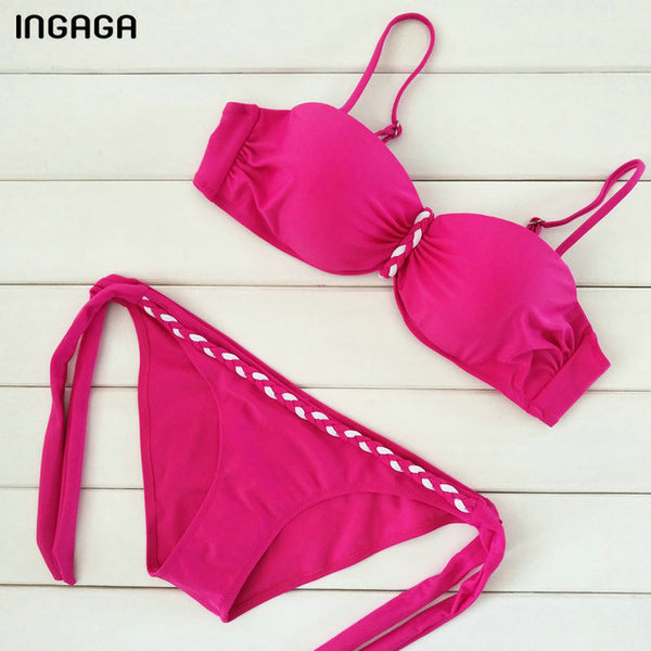 INGAGA Sexy 2017 Bikini Set Push Up Swimwear Women Strap Bandage Swimsuit Bathing Suits Summer Beach Bathing Suits XXXL