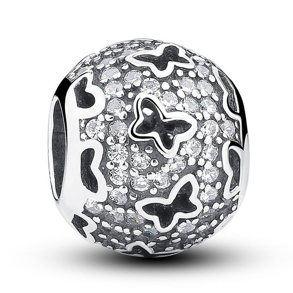 100% Authentic 925 Sterling Silver Dazzling Clear CZ Charm Beads Fit pandora Charm Bracelet Pendants DIY Original Jewelry Gift