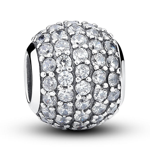 100% Authentic 925 Sterling Silver Dazzling Clear CZ Charm Beads Fit pandora Charm Bracelet Pendants DIY Original Jewelry Gift