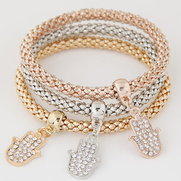 3PCS Set Crystal Bracelets & Bangles 2017 Gold Wrap Charm Bracelets Femme for Women Men Fashion Jewelry Multilayer Bijoux