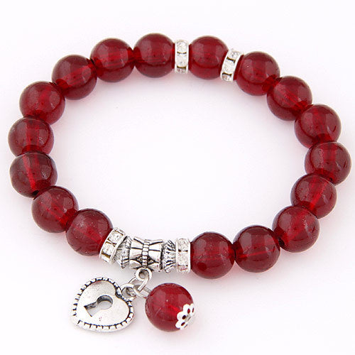 Heart Pendant Wrap Charm Bracelets & Bangles for Women Pulsera Mujer Fashion Bead Strand Bracelet Femme Bijoux Pulseira 2017