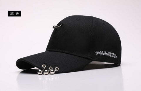 [Dexing] men cap  black unisex  Ring  hats  baseball cap men women snapback caps hip hop fashion  baseball cap with rings