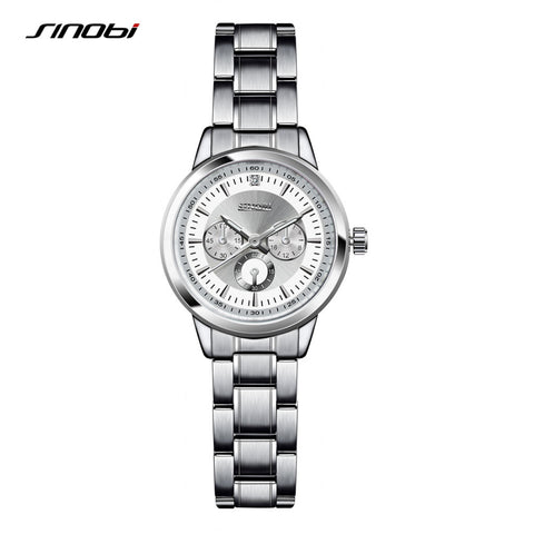 SINOBI Women's Bracelet Fashion Steel Wrist Watches Luxury Brand Geneva Quartz Clock Ladies Wristwatch Relojes Mujer Saatler