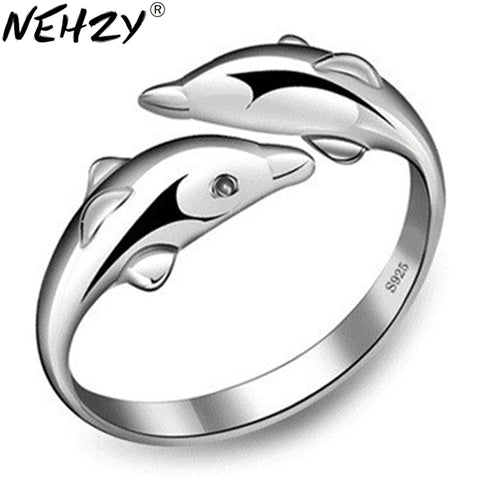 Silver plated double dolphin female models love lovely wild fashion jewelry ring opening retro jewelry factory wholesale