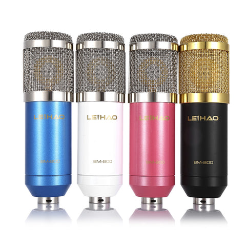 LEIHAO BM - 800 BM800 Dynamic Condenser Wired Microphone Mic Sound Studio for Singing Recording Kit KTV Karaoke with Shock Mount