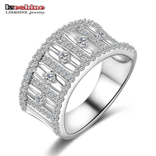 LZESHINE 2017 Hot Sale Rings Christmas Gift Gold / Silver Color Clear AAA Zircon  Fancy Women Jewelry Rings CRI0006