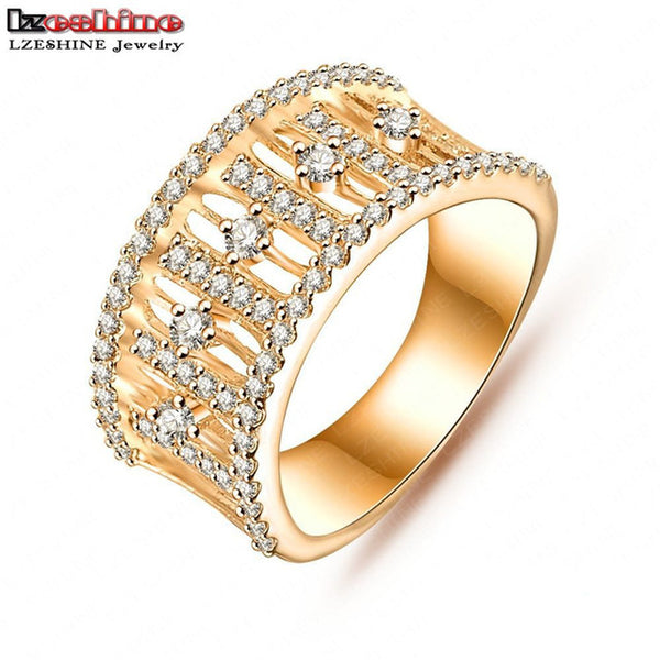 LZESHINE 2017 Hot Sale Rings Christmas Gift Gold / Silver Color Clear AAA Zircon  Fancy Women Jewelry Rings CRI0006