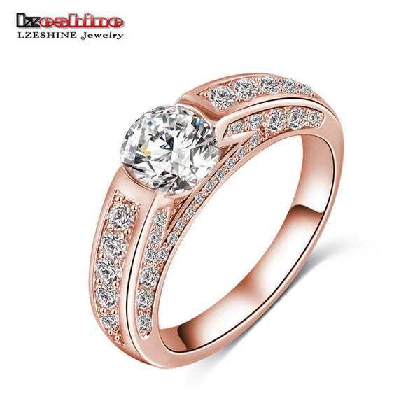 LZESHINE 2017 Hot Sale Rings Christmas Gift Gold / Silver Color Clear AAA Zircon  Fancy Women Jewelry Rings CRI0006