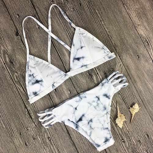 Strappy Bandage Snakeskin Pattern Bralette Swimsuit Women Swimwear Push Up Bikini 2016 Bathing Suit Brazilian Sexy Biquini E631
