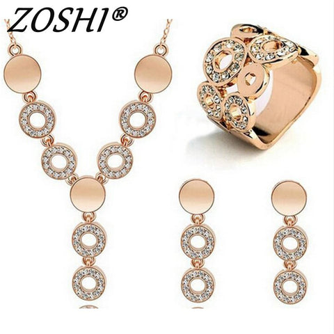 ZOSHI Hot Sale Fashion Women Jewelry Wholesale Classy Sparking Crystal Necklace Wedding Jewelry Set Woman Dress Accessories