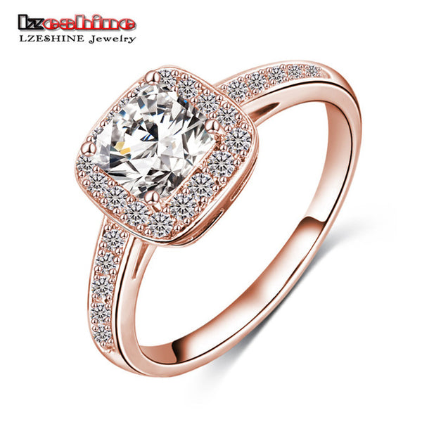LZESHINE Free Shipping Unique Design Hollow Gold/Silver Color Fashion Punk Women Rings Jewelry Clear AAA Zircon CRI0013