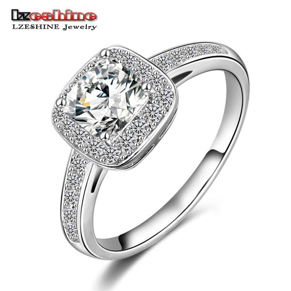 LZESHINE Free Shipping Unique Design Hollow Gold/Silver Color Fashion Punk Women Rings Jewelry Clear AAA Zircon CRI0013