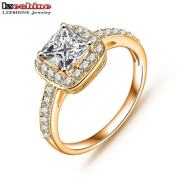 LZESHINE Free Shipping Unique Design Hollow Gold/Silver Color Fashion Punk Women Rings Jewelry Clear AAA Zircon CRI0013