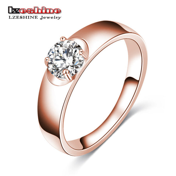 LZESHINE Free Shipping Unique Design Hollow Gold/Silver Color Fashion Punk Women Rings Jewelry Clear AAA Zircon CRI0013