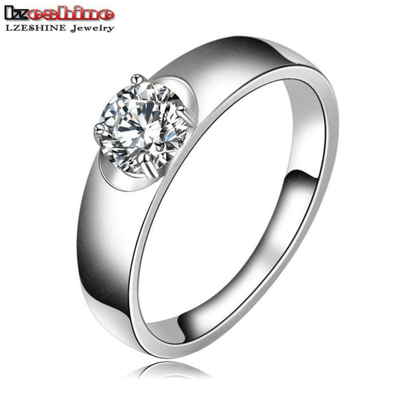 LZESHINE Free Shipping Unique Design Hollow Gold/Silver Color Fashion Punk Women Rings Jewelry Clear AAA Zircon CRI0013