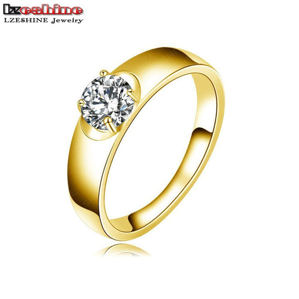 LZESHINE Free Shipping Unique Design Hollow Gold/Silver Color Fashion Punk Women Rings Jewelry Clear AAA Zircon CRI0013