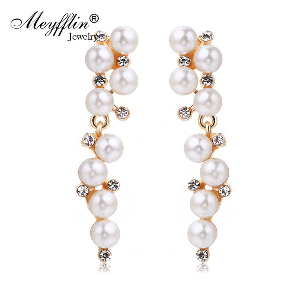 Pendientes Fashion Imitated Pearl Earrings for Women Brinco Jewelry Statement Crystal Stud Earrings Gold Boucle d'oreille