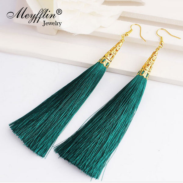 Long Tassel Earrings for Women Drop Fiber Dangle Brincos Boucle d'oreille Brush Earrings Fashion Jewelry Pendientes Bijoux