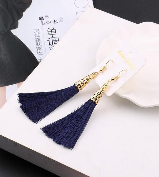 Long Tassel Earrings for Women Drop Fiber Dangle Brincos Boucle d'oreille Brush Earrings Fashion Jewelry Pendientes Bijoux