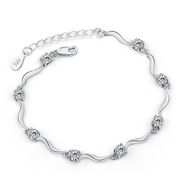 Silver plated four feet eight female models crystal bracelet cute fashion jewelry wild retro jewelry super flash 17.5CM