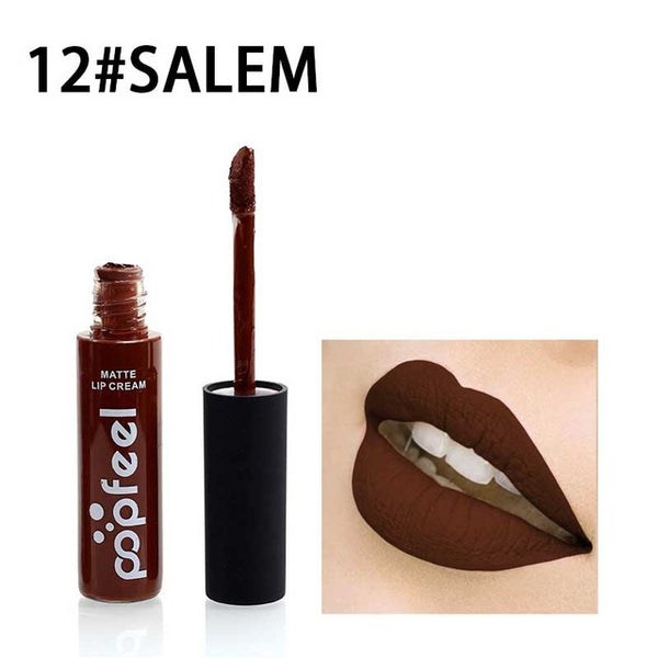 12color Brand Batom Matte Lip Gloss Long Lasting Nude Velvet Lip Cream Tattoo Labiales Matte Liquid Lipstick Cosmetics