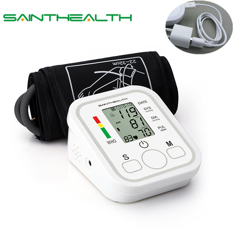 Home Health Care 1pcs Digital Lcd Upper Arm Blood Pressure Monitor Heart Beat Meter Machine Tonometer for Measuring Automatic