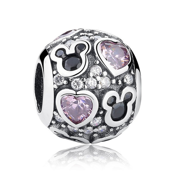 100% Authentic 925 Sterling Silver Cute Minnie & Miky Charm Beads Fit pandora Bracelet Pendants DIY Original Jewelry